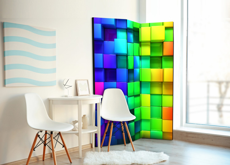Room Divider Colorful Cubes - abstract 3D illusion with geometric figures 95401 additionalImage 4