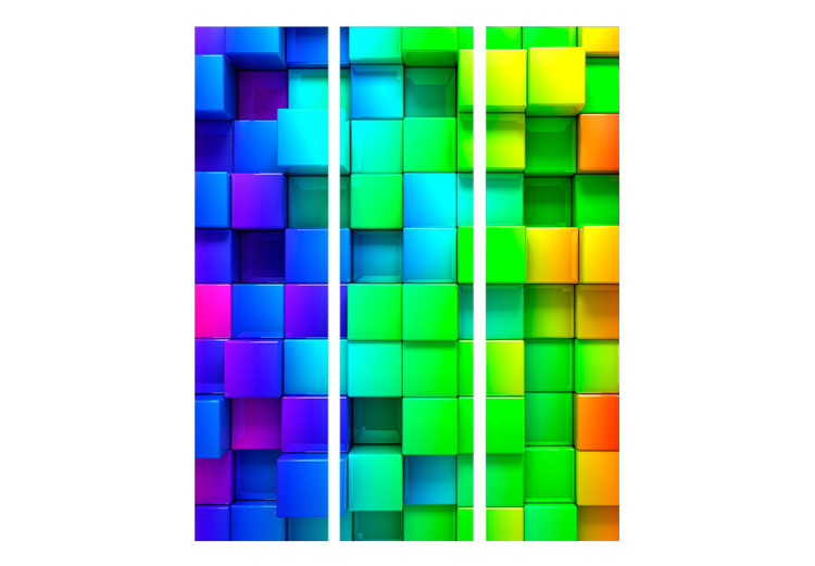 Room Divider Colorful Cubes - abstract 3D illusion with geometric figures 95401 additionalImage 3