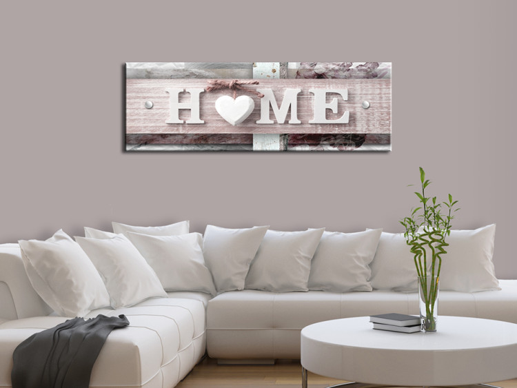 Canvas Art Print Modern Alliance - "Home" Sign on Pink Plaque in Vintage Style 98201 additionalImage 3