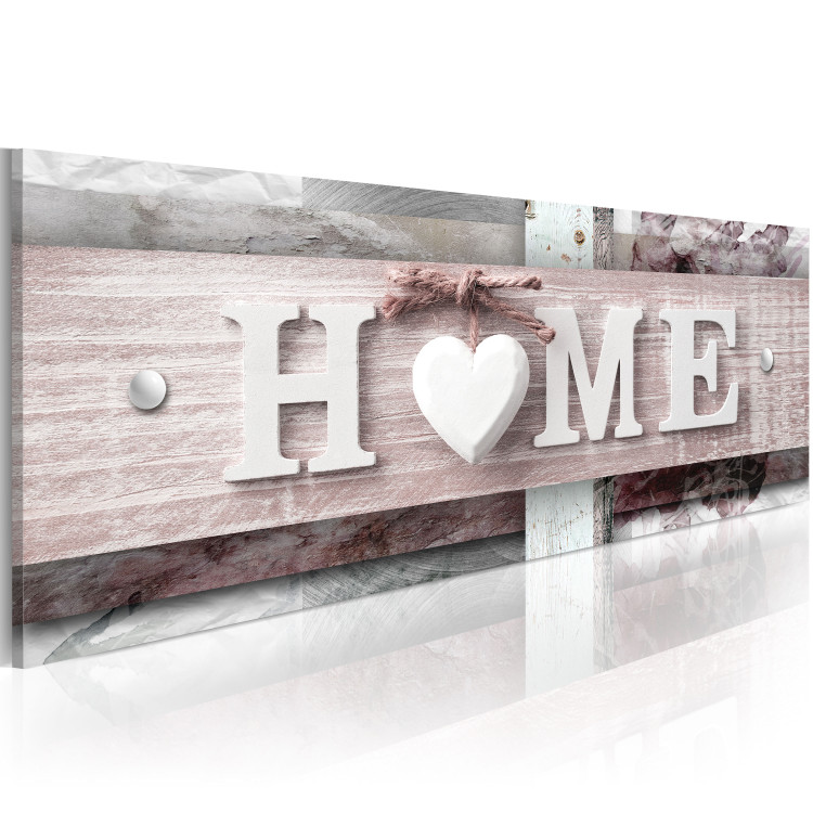 Canvas Art Print Modern Alliance - "Home" Sign on Pink Plaque in Vintage Style 98201 additionalImage 2
