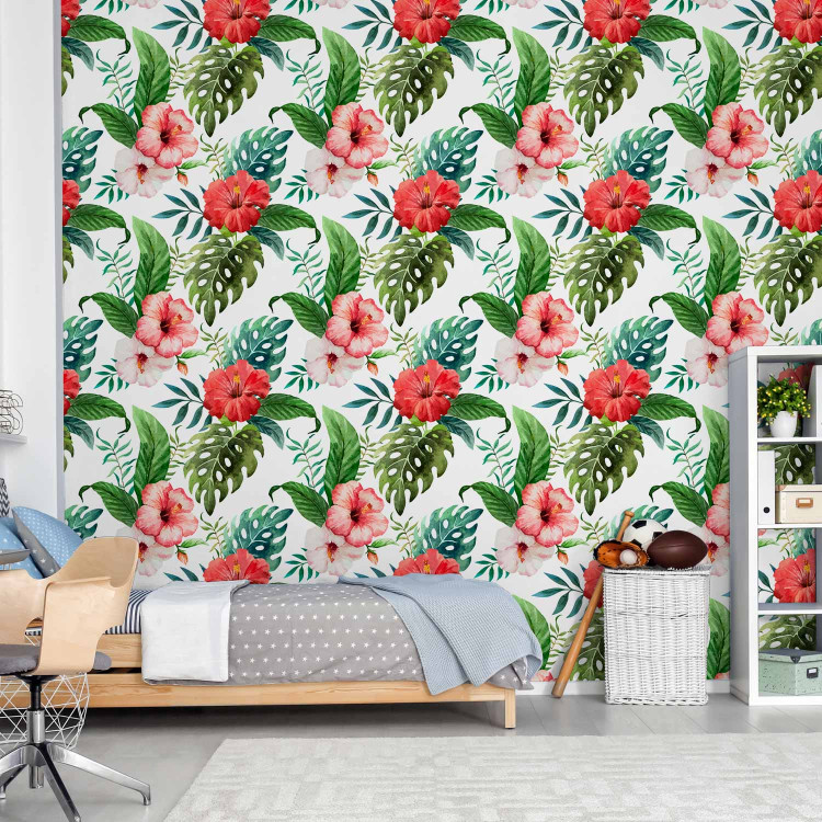 Wallpaper Tropical Flowers (Red) 108511 additionalImage 8