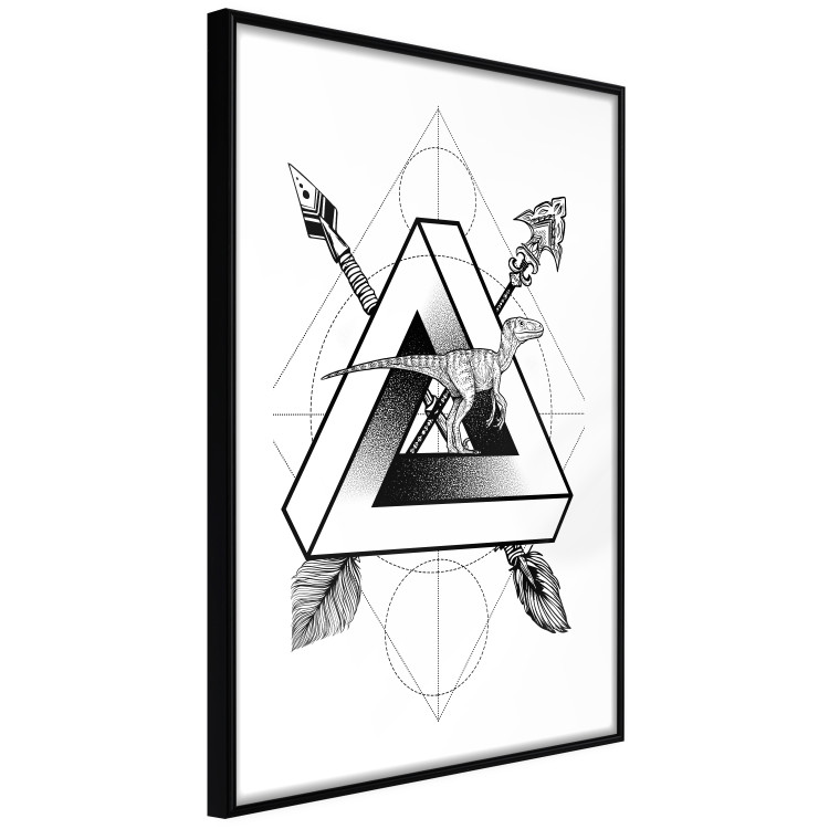 Wall Poster Dinosaur Terrain - black and white geometric abstraction with a dinosaur 114311 additionalImage 3