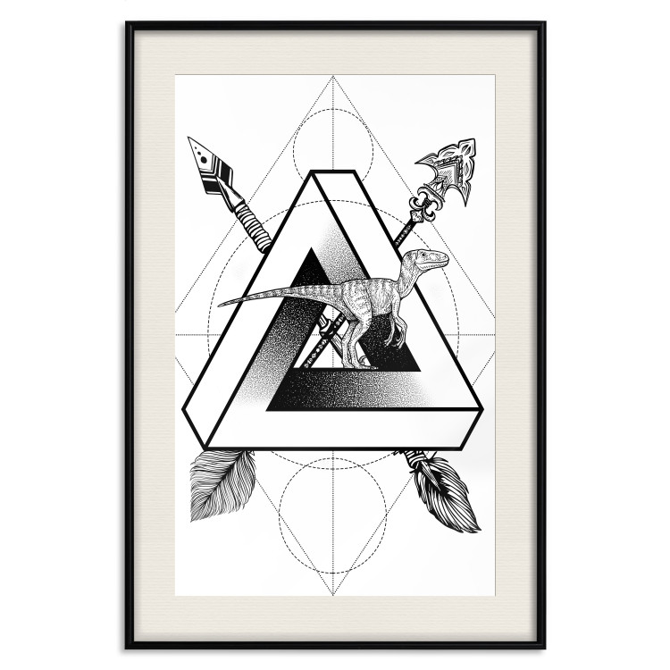 Wall Poster Dinosaur Terrain - black and white geometric abstraction with a dinosaur 114311 additionalImage 18