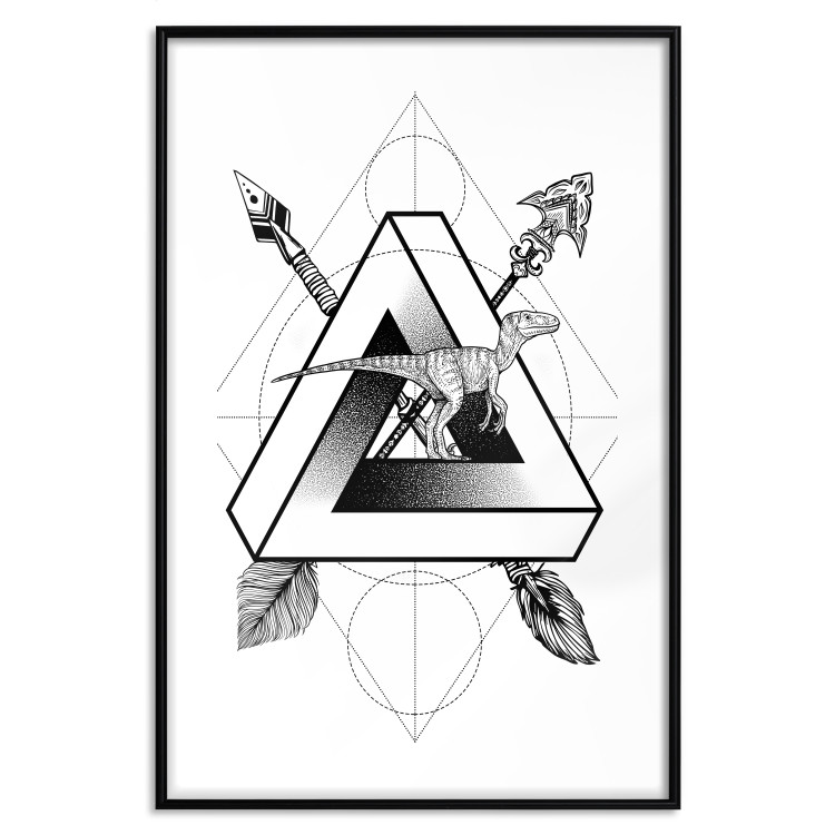 Wall Poster Dinosaur Terrain - black and white geometric abstraction with a dinosaur 114311 additionalImage 15