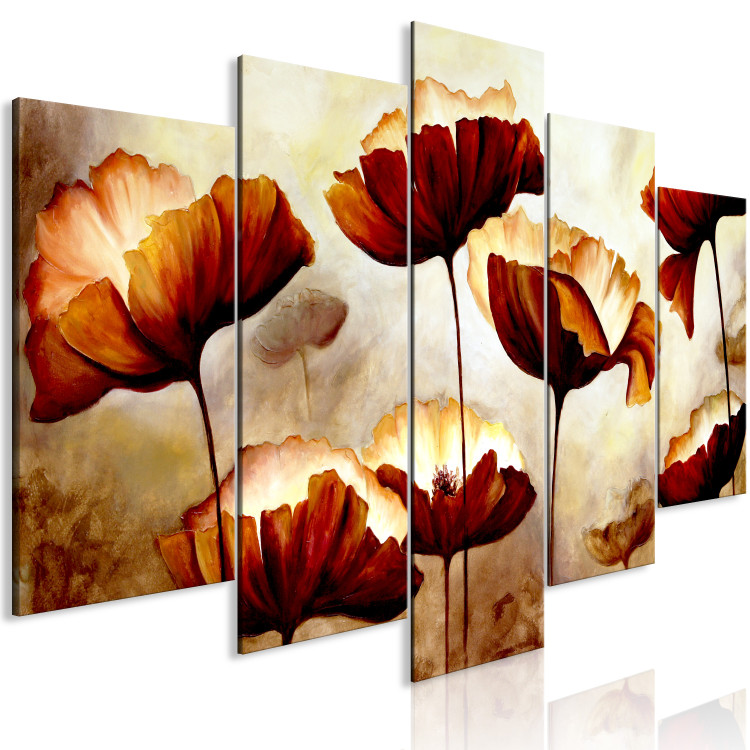 Canvas Print Watercolor Nature Landscape (5-part) - Painted Flower Scenery 114511 additionalImage 2
