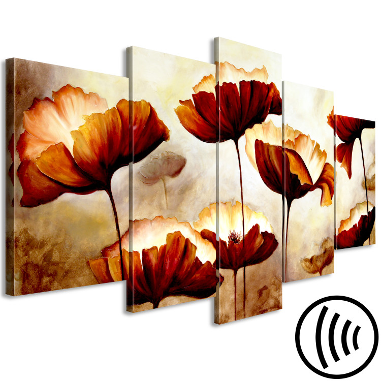 Canvas Print Watercolor Nature Landscape (5-part) - Painted Flower Scenery 114511 additionalImage 6