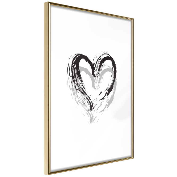 Poster Painted heart - simple black and white composition with a love symbol 115111 additionalImage 6