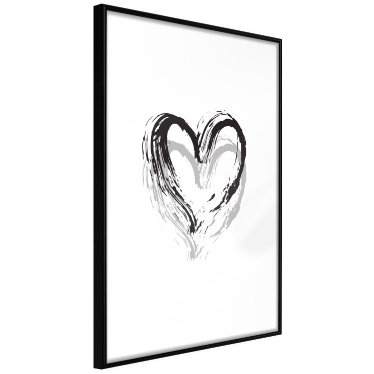 Poster Painted heart - simple black and white composition with a love symbol 115111 additionalImage 11