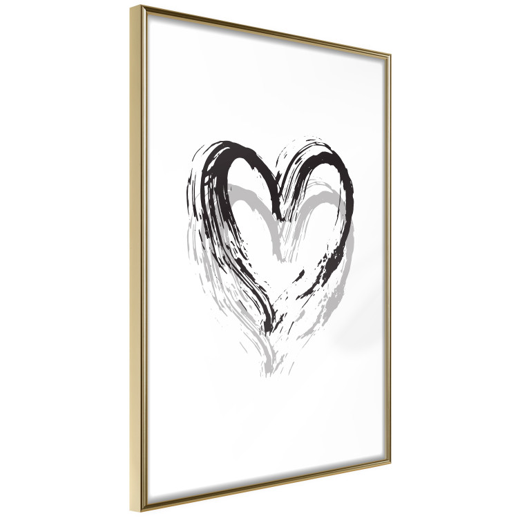 Poster Painted heart - simple black and white composition with a love symbol 115111 additionalImage 12