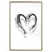 Poster Painted heart - simple black and white composition with a love symbol 115111 additionalThumb 20