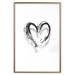 Poster Painted heart - simple black and white composition with a love symbol 115111 additionalThumb 14