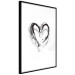 Poster Painted heart - simple black and white composition with a love symbol 115111 additionalThumb 11