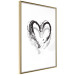 Poster Painted heart - simple black and white composition with a love symbol 115111 additionalThumb 12