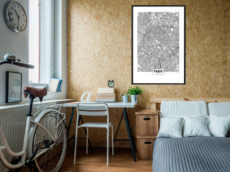 Poster Map of Paris - black and white map of the French city and simple inscriptions 117911 additionalImage 6