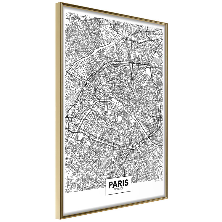 Poster Map of Paris - black and white map of the French city and simple inscriptions 117911 additionalImage 12