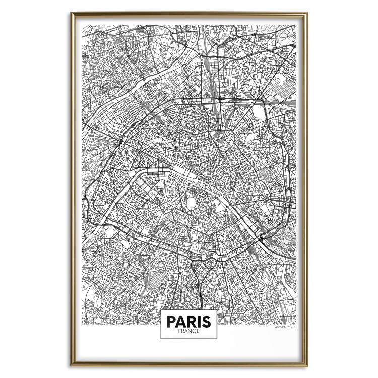Poster Map of Paris - black and white map of the French city and simple inscriptions 117911 additionalImage 20