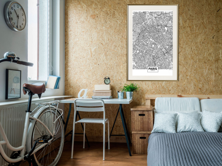 Poster Map of Paris - black and white map of the French city and simple inscriptions 117911 additionalImage 21