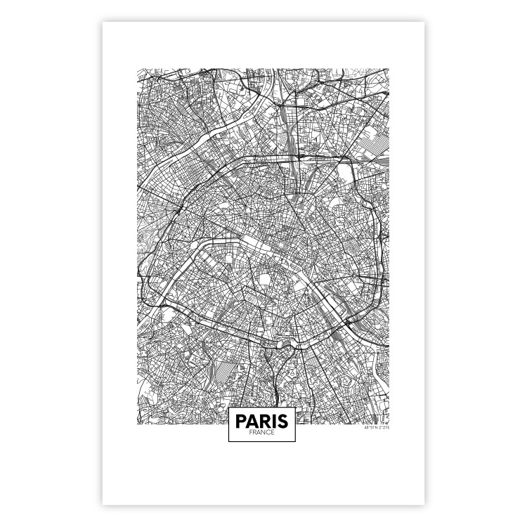 Poster Map of Paris - black and white map of the French city and simple inscriptions 117911 additionalImage 25