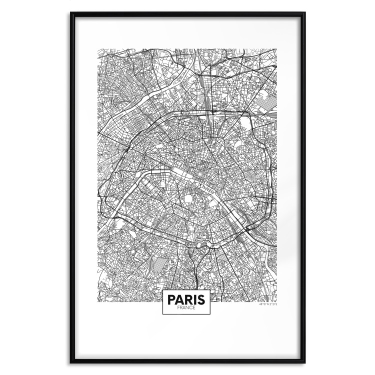 Poster Map of Paris - black and white map of the French city and simple inscriptions 117911 additionalImage 15