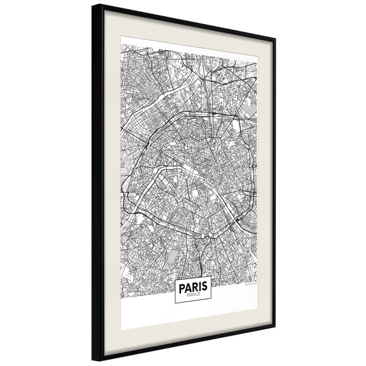 Poster Map of Paris - black and white map of the French city and simple inscriptions 117911 additionalImage 3
