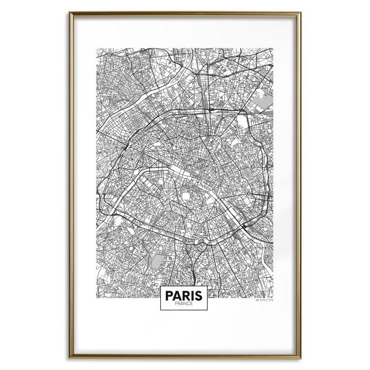 Poster Map of Paris - black and white map of the French city and simple inscriptions 117911 additionalImage 14