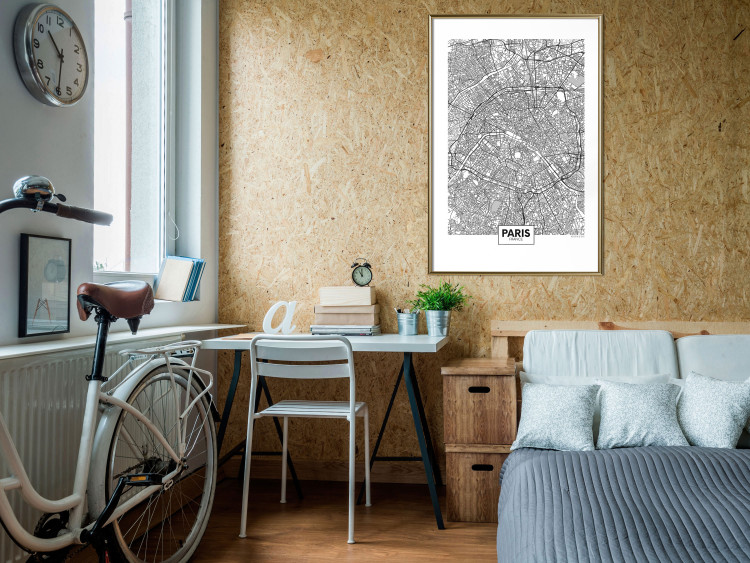 Poster Map of Paris - black and white map of the French city and simple inscriptions 117911 additionalImage 15