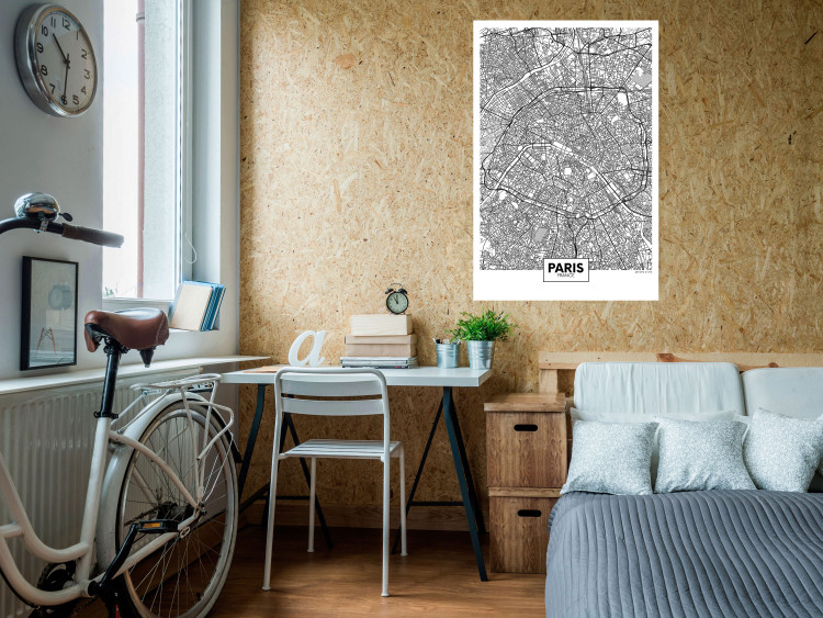 Poster Map of Paris - black and white map of the French city and simple inscriptions 117911 additionalImage 23