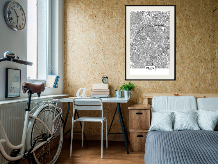 Poster Map of Paris - black and white map of the French city and simple inscriptions 117911 additionalImage 22