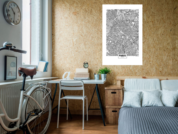 Poster Map of Paris - black and white map of the French city and simple inscriptions 117911 additionalImage 2