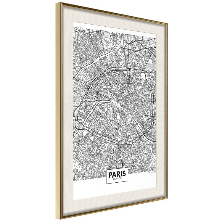 Poster Map of Paris - black and white map of the French city and simple inscriptions 117911 additionalImage 2