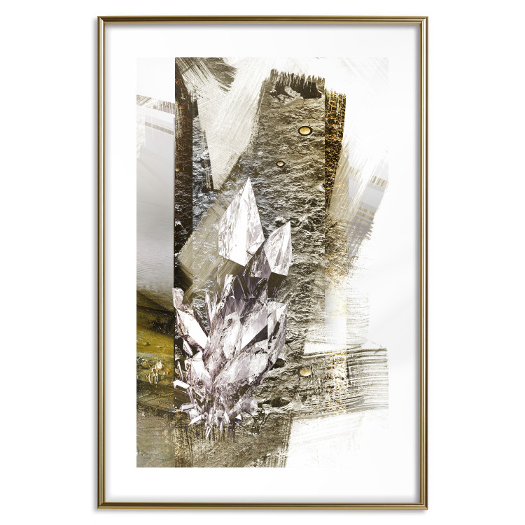 Wall Poster Diamond - silver crystal and geometric golden abstract in the background 118311 additionalImage 14