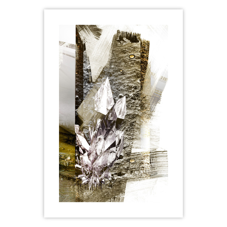 Wall Poster Diamond - silver crystal and geometric golden abstract in the background 118311 additionalImage 19