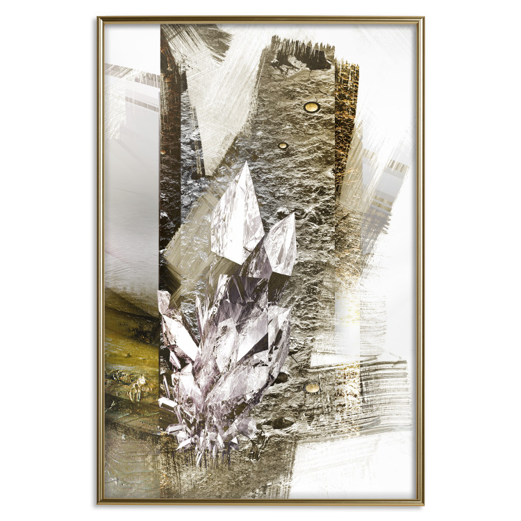 Wall Poster Diamond - silver crystal and geometric golden abstract in the background 118311 additionalImage 20