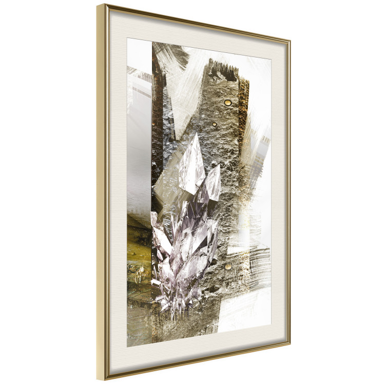 Wall Poster Diamond - silver crystal and geometric golden abstract in the background 118311 additionalImage 2