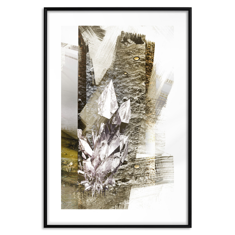 Wall Poster Diamond - silver crystal and geometric golden abstract in the background 118311 additionalImage 17