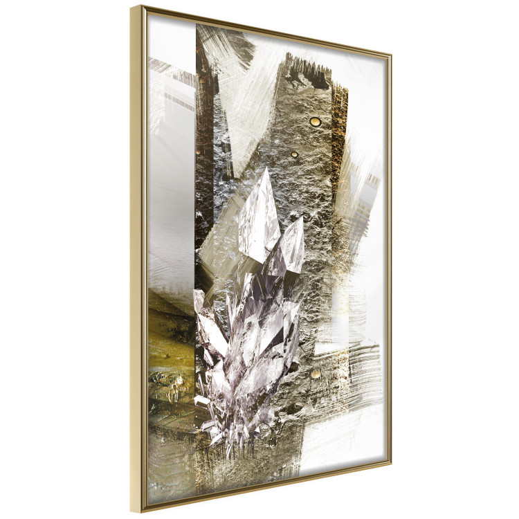 Wall Poster Diamond - silver crystal and geometric golden abstract in the background 118311 additionalImage 12