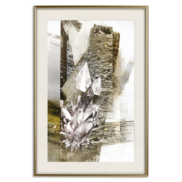 Wall Poster Diamond - silver crystal and geometric golden abstract in the background 118311 additionalImage 19