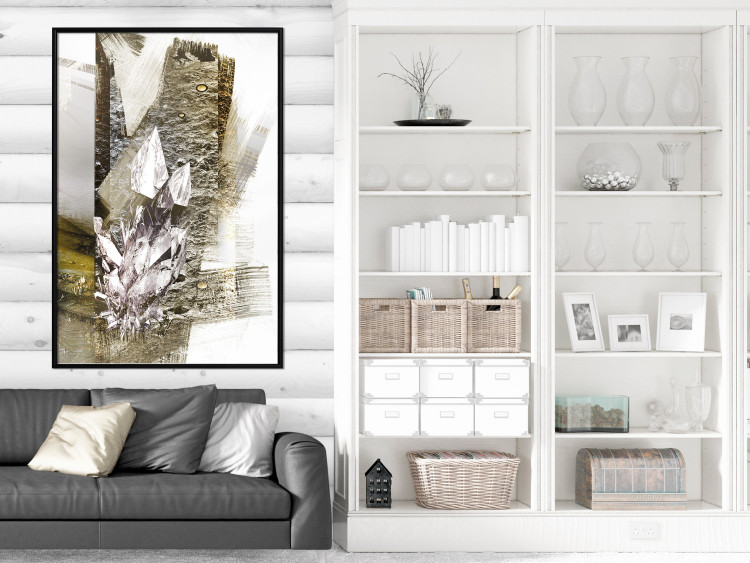 Wall Poster Diamond - silver crystal and geometric golden abstract in the background 118311 additionalImage 5