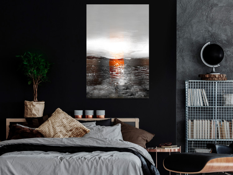 Wall Poster Abstract Sunset - modern composition on a silver background 118511 additionalImage 17