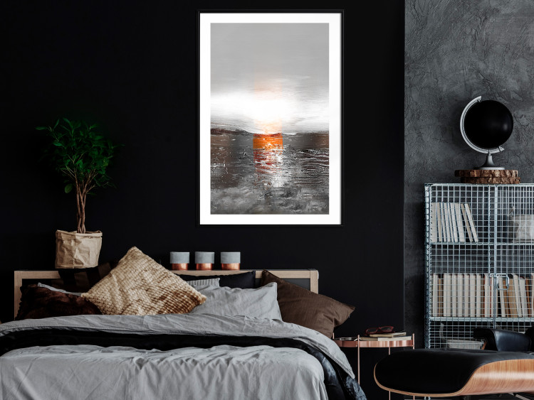 Wall Poster Abstract Sunset - modern composition on a silver background 118511 additionalImage 4