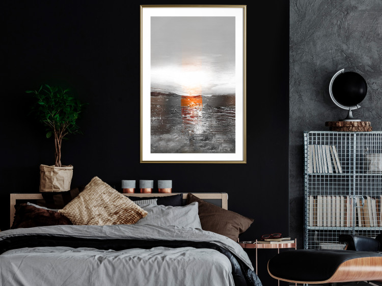 Wall Poster Abstract Sunset - modern composition on a silver background 118511 additionalImage 13