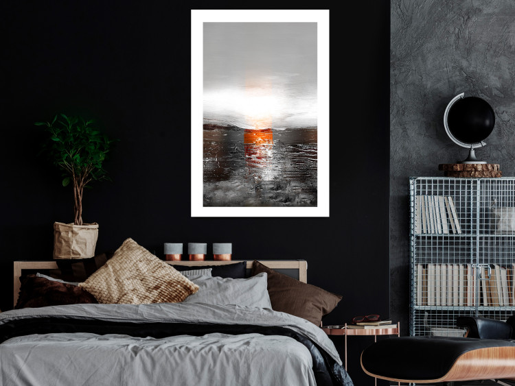 Wall Poster Abstract Sunset - modern composition on a silver background 118511 additionalImage 2