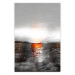 Wall Poster Abstract Sunset - modern composition on a silver background 118511