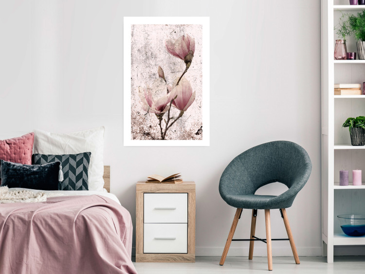 Poster Mature Magnolia - vintage composition with flowers on a pastel background 118611 additionalImage 2