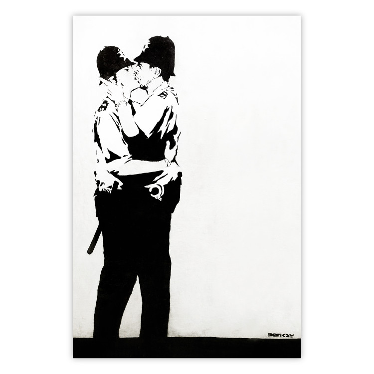 Poster Cops' Kiss - graffiti with two men in Banksy style 119211