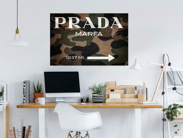 Wall Poster Camo Prada - white English brand name and numbers on military texture 122311 additionalImage 17