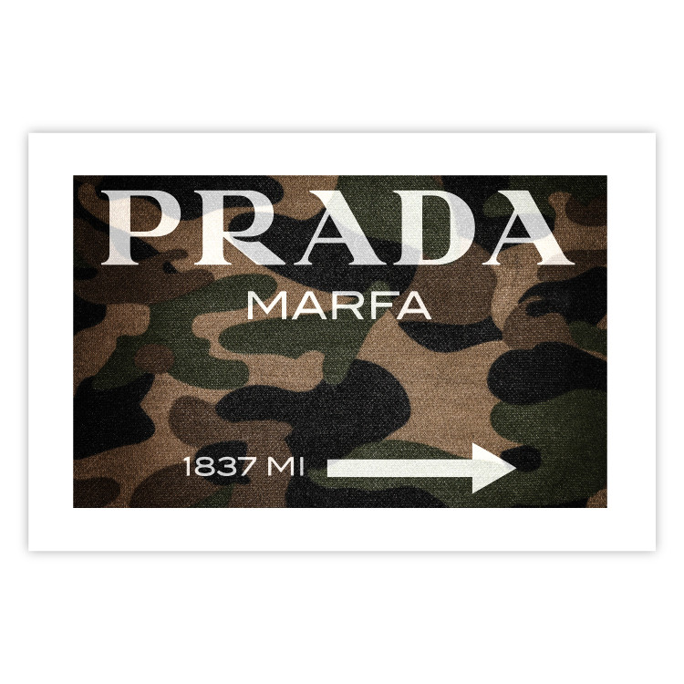 Wall Poster Camo Prada - white English brand name and numbers on military texture 122311 additionalImage 19
