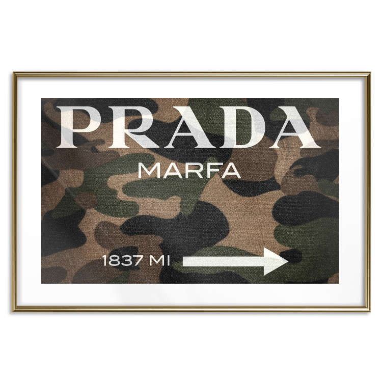 Wall Poster Camo Prada - white English brand name and numbers on military texture 122311 additionalImage 14