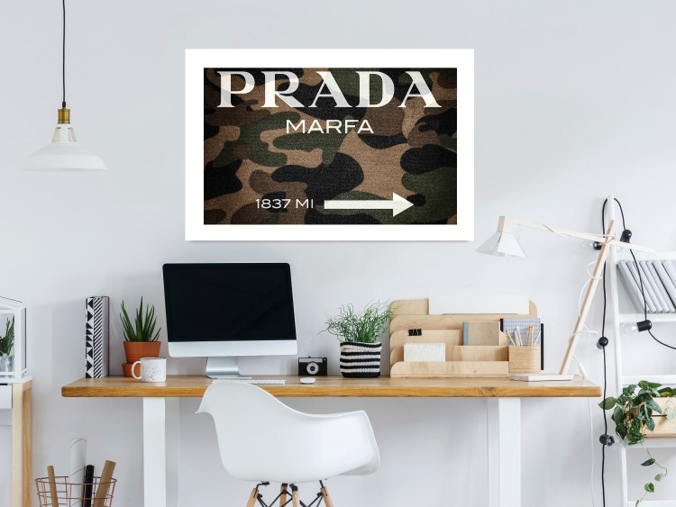 Wall Poster Camo Prada - white English brand name and numbers on military texture 122311 additionalImage 2