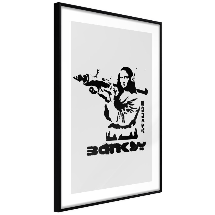 Poster Mona Lisa with a Bazooka - black and white Mona Lisa pattern in a graffiti motif 122811 additionalImage 11